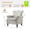 HULALA HOME Modern Wingback Accent Chairs Set of 2 with Wood Legs & Removable Cushion, Comfy Upholstered Armchairs with Nailhead Trim, Floral Pattern Single Sofa Chairs for Living Room Bedroom, Grey view 2
