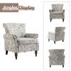 HULALA HOME Modern Wingback Accent Chairs Set of 2 with Wood Legs & Removable Cushion, Comfy Upholstered Armchairs with Nailhead Trim, Floral Pattern Single Sofa Chairs for Living Room Bedroom, Grey view 3