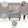 HULALA HOME Modern Wingback Accent Chairs Set of 2 with Wood Legs & Removable Cushion, Comfy Upholstered Armchairs with Nailhead Trim, Floral Pattern Single Sofa Chairs for Living Room Bedroom, Grey view 4