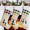 DegGod 6 Pack Personalized Christmas Stockings, 22 inches Burlap White Black Buffalo Plaid Custom Embroidery Xmas Stocking with Xmas Tree, Elk, Deer Head Patterns Hanging Ornament for Xmas Decoration view 1