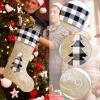 DegGod 6 Pack Personalized Christmas Stockings, 22 inches Burlap White Black Buffalo Plaid Custom Embroidery Xmas Stocking with Xmas Tree, Elk, Deer Head Patterns Hanging Ornament for Xmas Decoration view 2