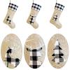 DegGod 6 Pack Personalized Christmas Stockings, 22 inches Burlap White Black Buffalo Plaid Custom Embroidery Xmas Stocking with Xmas Tree, Elk, Deer Head Patterns Hanging Ornament for Xmas Decoration view 3