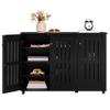 Yaheetech Shoe Storage Cabinet Floor Storage Organizer Wooden Cabinet with 3 Doors Adjustable Shelf for Entryway Living Room Home Office Black view 1