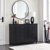 Yaheetech Shoe Storage Cabinet Floor Storage Organizer Wooden Cabinet with 3 Doors Adjustable Shelf for Entryway Living Room Home Office Black view 2