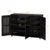 Yaheetech Shoe Storage Cabinet Floor Storage Organizer Wooden Cabinet with 3 Doors Adjustable Shelf for Entryway Living Room Home Office Black view 3