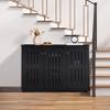 Yaheetech Shoe Storage Cabinet Floor Storage Organizer Wooden Cabinet with 3 Doors Adjustable Shelf for Entryway Living Room Home Office Black view 4