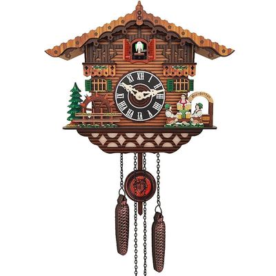 Classic German t Cuckoo Clock Nordic Retro Wood Cuckoo Wall Clock Vintage Wood Interior Wall Clock for Living Room Decoration with Swing Pendulum (Size: Rc-02)