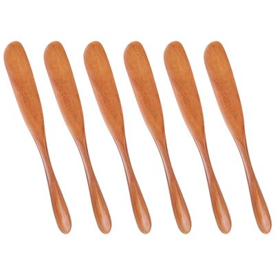 Framendino, 6 Pack Wooden Butter Spreaders Super Handy Peanut and Jelly Spreader Brown
