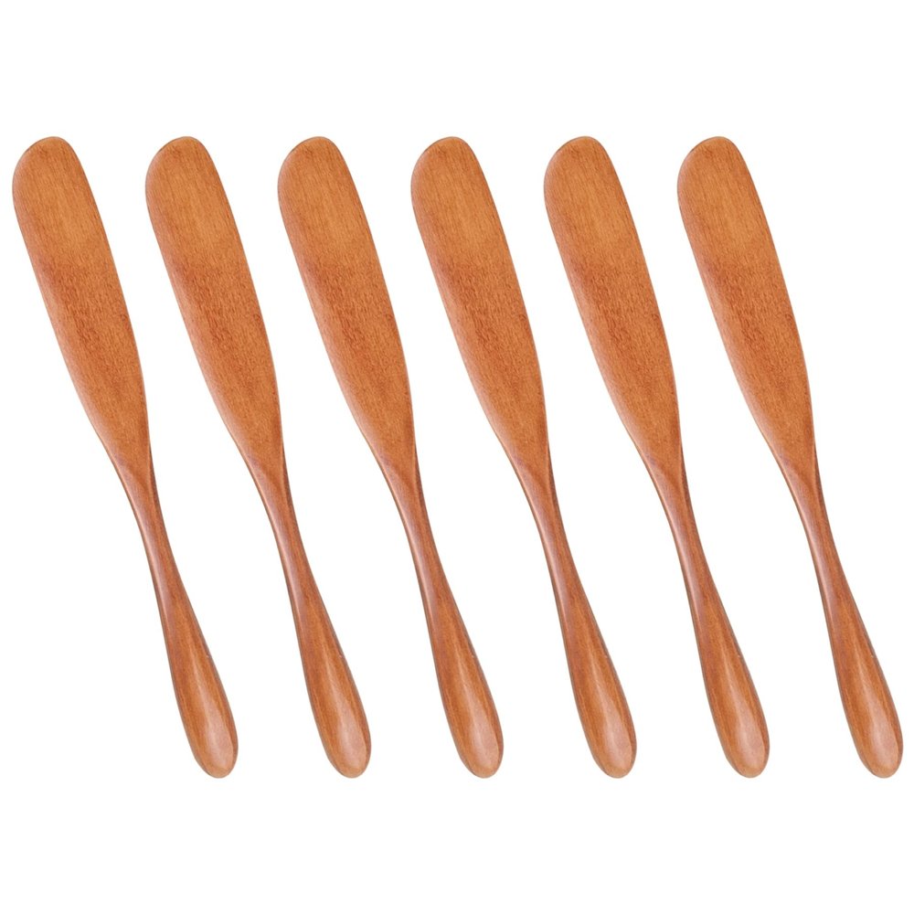 Framendino, 6 Pack Wooden Butter Spreaders Super Handy Peanut and Jelly Spreader Brown