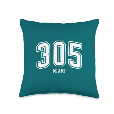 305 Miami FL Arched Athletic Design Throw Pillow