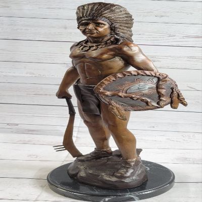 Native American Indian Warrior Chief Bronze Bust Sculpture Statue Figurine Sale Gift Handmade Artwork Sale Deal by Think Bronze