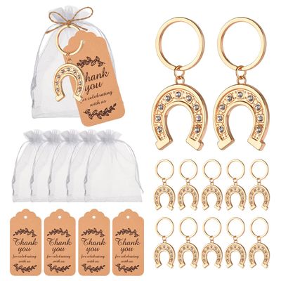 KaGrbves 50pcs Keychains/Keyrings for Baby Shower,Wedding or Bridal Shower Party Favors,Gift,Souvenirs to Guests with Gift Tags and White Bags (Lucky horse hooves)