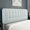 ZZYK Modern Faux Leather Bed Backrest Upholstered Adult Headboard Pillow with Side Pocket Reading Pillow Headboard Cushion for Home Bedroom Couch Soft Case Cushion,Blue,Paste 70.8inch/180cm view 1