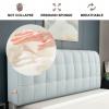 ZZYK Modern Faux Leather Bed Backrest Upholstered Adult Headboard Pillow with Side Pocket Reading Pillow Headboard Cushion for Home Bedroom Couch Soft Case Cushion,Blue,Paste 70.8inch/180cm view 3