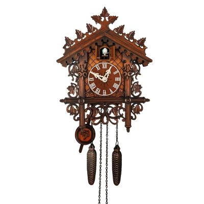 Classic German t Cuckoo Clock Nordic Retro Style Wooden Cuckoo Wall Clock for Living Room Decoration Vintage Wooden Indoor Wall Clock with Swing Pendulum (Size: Rc-01)