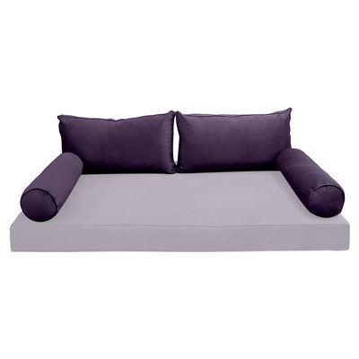 Prolinemax Style V2 Twin Size Velvet Pipe Trim Indoor Daybed Bolster Pillow Cushion Fitted Sheet |Cover ONLY| AD339