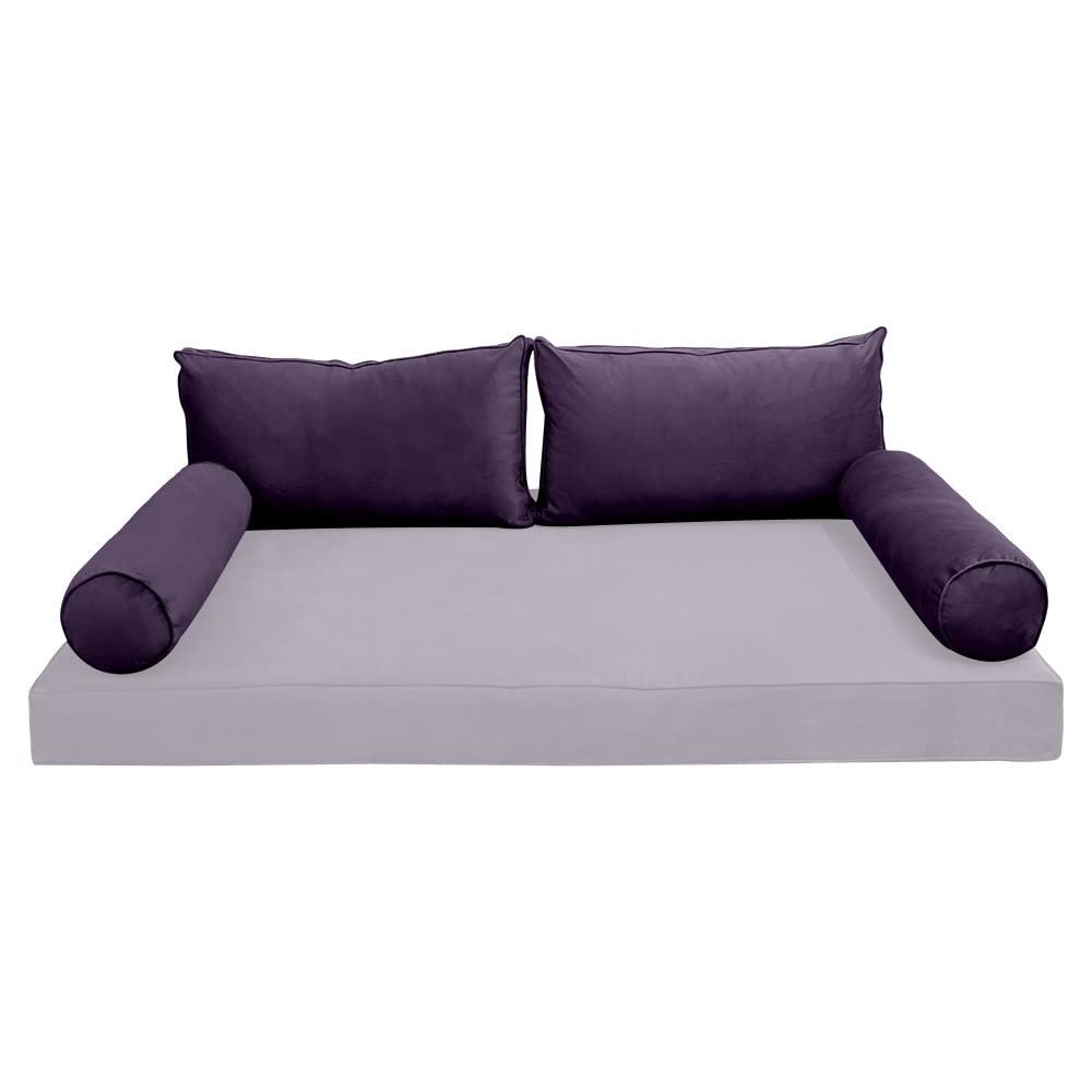 Prolinemax Style V2 Twin Size Velvet Pipe Trim Indoor Daybed Bolster Pillow Cushion Fitted Sheet |Cover ONLY| AD339
