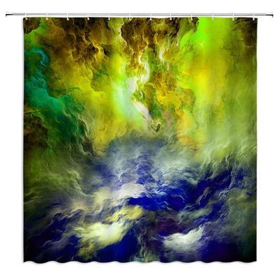Colorful Shower Curtain Abstract Watercolor Art Modern Green Blue Fabric Bathroom Decor Set with Hooks67" Wx70 H