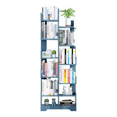 KIZQYN Bookcase Wooden Storage Racks, Display Racks, Blue Bookshelf Unit with Children Storage Cube, Bedroom, Living Room Bookshelf