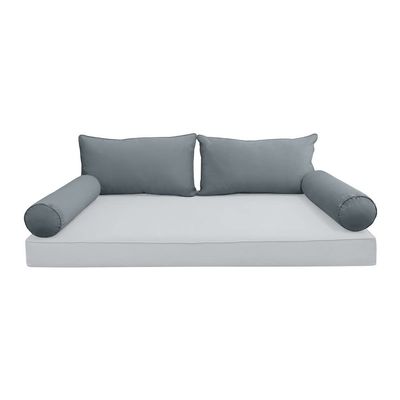 Prolinemax Style V2 Twin Size Velvet Pipe Trim Indoor Daybed Bolster Pillow Cushion Fitted Sheet |Cover ONLY| AD347