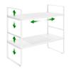 Expandable Kitchen Cabinet Shelf Organizer Rack Heavy Duty Metal Spice Rack Stackable Kitchen Counter Storage Shelf for Cabinet Pantry Bathroom (White - 16.5"-27" L x 10.2" W x 9.6" H - 2Pack) view 1