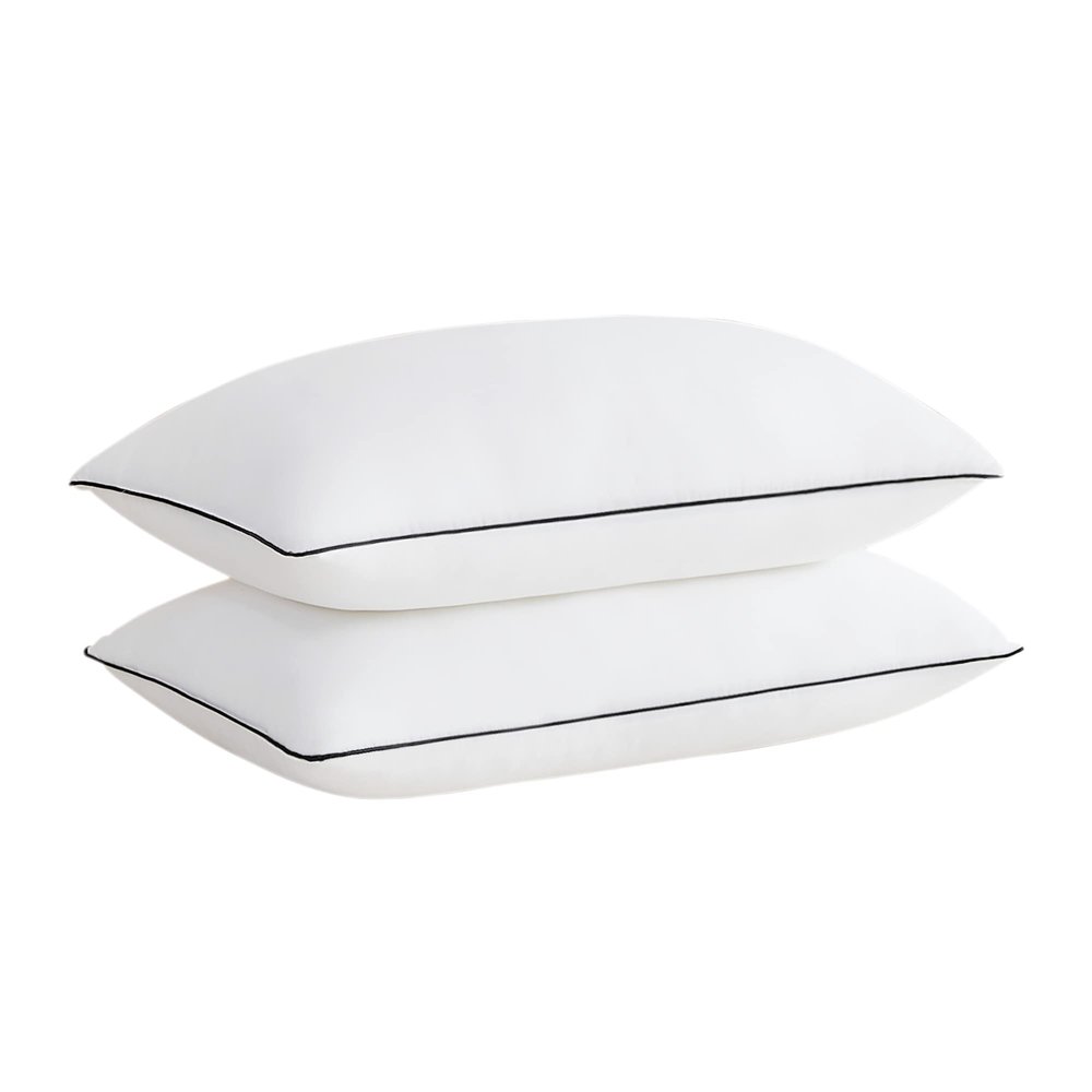 Acanva Cooling Bed Pillows for Sleeping, Luxury Hotel Quality 3D Microfiber Filling with Breathable Cover for Side Back and Stomach Sleepers, Reduces Neck Pain,Queen (Pack of 2), Black
