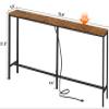 SUPERJARE 70 Inch Console Table with Outlet, Sofa Table with Charging Station, Narrow Entryway Table, Skinny Hallway Table, for Living Room, Rustic Brown view 3