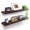 Axeman Floating Shelves for Wall Set of 2-36 Inch Wide x 8 Inch Deep Solid Pine Wood Shelves for Wall - Rustic Floating Wood Shelves for Living Room Bedroom Laundry Room Farmhouse, Dark Walnut view 1