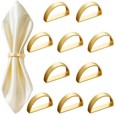 100 Pcs Stainless Steel Napkin Rings Metal Napkin Ring Holders Easter Modern Serviette Buckles Metallic Adornment for Spring Table Kitchen Dinner Party Wedding(Matte Gold Semicircle)