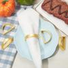 100 Pcs Stainless Steel Napkin Rings Metal Napkin Ring Holders Easter Modern Serviette Buckles Metallic Adornment for Spring Table Kitchen Dinner Party Wedding(Matte Gold Semicircle) view 3