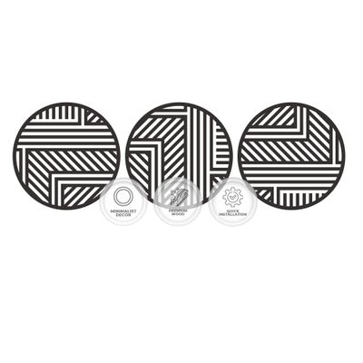 Acepunch Wall Sculptures 3 Real Wood Art Premium Elegant Modern Abstarct Lines Hanging Design Ideal Gift for Home Living Room Bathroom & Office Zen Black Wall Decor 20x20in AP1289