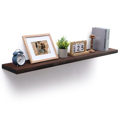 Axeman Floating Shelves for Wall - 48 Inch Dark Wood Shelves for Wall - 8 Inch Deep Rustic Wood Floating Shelves for Living Room Bedroom Laundry Room Garage Farmhouse