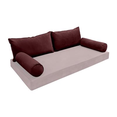 Cover ONLY Model V2 Twin Velvet Same Pipe Indoor Daybed Cushion Bolster - AD368