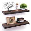 Axeman Floating Shelves for Wall, 24 Inch Wood Floating Shelves Set of 2, 24W x 8D Rustic Floating Wall Shelves for Living Room Bedroom Laundry Room Garage Farmhouse - Dark Walnut view 1
