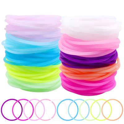 120 Pieces Jelly Silicone Bracelet 80s Accessories For Women Stretchable Bracelets Bulk Bands Hair Ties Birthday Favor For Girls Jelly Bracelets 80'S Disco Party Favors Halloween Christmas Party Gifts