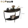 KWOKING Stone Half Moon Console Table 33.46" Tall Legs Included 1 Shelves Porch Table Semi-Circle Wall Porch Table Slate Entry Porch Cabinet Side Table Gold Base Balck Top 47" L x 14" W x 33" H view 2