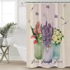 Fabric Shower Curtain for Bathroom 36" W x 78" L Vase Tulip Lavender Florals Buffalo Plaids Shower Curtain with Hooks Bathroom Decor Waterproof Shower Curtains Machine Washable for Home Hotel view 1