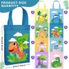 Ferraycle 24 Pcs Dinosaur Party Favor Bags with Handles Dinosaur Birthday Party Supplies Dino Non Woven Goodie Bags Reusable Gift for Kids Boys Girls Candy Goody (Cute) view 3