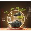 HSINYA Crane Tabletop Water Fountains Indoor Waterfall with LED Light Mist Desk Fountain for Feng Shui Wealth Boom with Mist and Backflow Incense Holder for Meditation Planting view 2