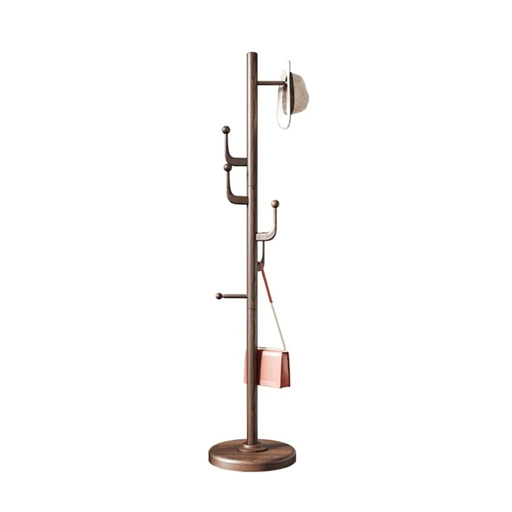 VNABO Vertical Coat Rack Wooden Coat Stand Light Luxury Heavy Duty Coat Rack Tree with 6 Hooks for Bedroom Living Room