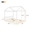 CKLMMC Queen Size Wooden House Bed with Headboard,Wood Low Floor Bed Frame with Roof for Toddler Kids, Can be Decorated with DIY, No Box Spring Needed (White/House*Q) view 2