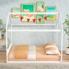 CKLMMC Queen Size Wooden House Bed with Headboard,Wood Low Floor Bed Frame with Roof for Toddler Kids, Can be Decorated with DIY, No Box Spring Needed (White/House*Q) view 3
