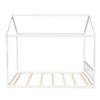 CKLMMC Queen Size Wooden House Bed with Headboard,Wood Low Floor Bed Frame with Roof for Toddler Kids, Can be Decorated with DIY, No Box Spring Needed (White/House*Q) view 4