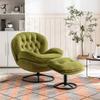 CNANXU Accent Chair TV Chair Living Room Chair with Ottoman, Modern Velvet Lounge Chair with Comfy Armchair with Metal Legs, Swivel Leisure Chair for Club,Home Office,Metal Base Frame (Green) view 1