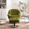CNANXU Accent Chair TV Chair Living Room Chair with Ottoman, Modern Velvet Lounge Chair with Comfy Armchair with Metal Legs, Swivel Leisure Chair for Club,Home Office,Metal Base Frame (Green) view 3