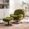 CNANXU Accent Chair TV Chair Living Room Chair with Ottoman, Modern Velvet Lounge Chair with Comfy Armchair with Metal Legs, Swivel Leisure Chair for Club,Home Office,Metal Base Frame (Green) view 4