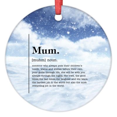 Mum Definition Typography Christmas Ornaments 2022 Mum Ornament for Christmas Tree Decor Mum Definition Personalized Christmas Ornaments Keepsake Gifts for Wedding Anniversary Holiday Pendants