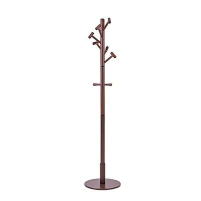 VNABO Wood Coat Rack Classic Retro Coat Rack Tree Floor Standing Coat Stand Sturdy Round Base Coat Shelf for Office Entryway