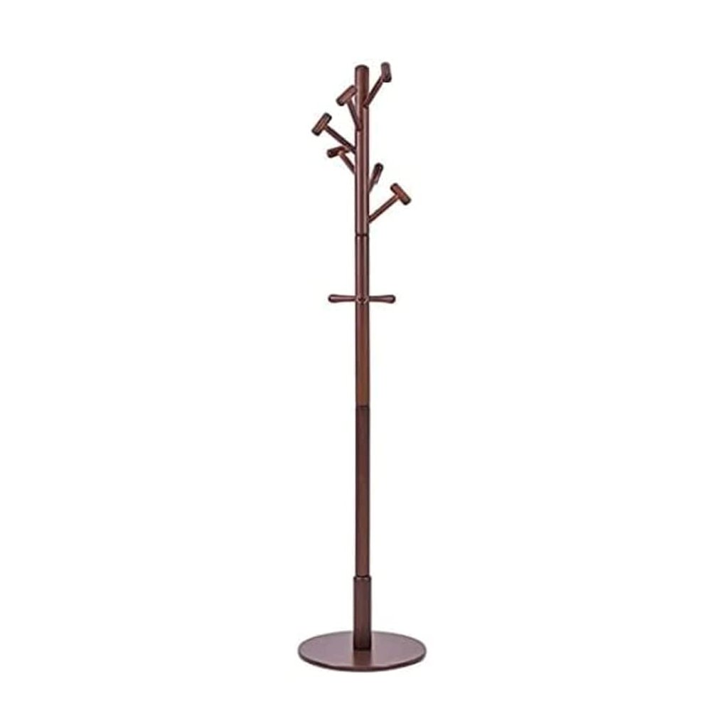 VNABO Wood Coat Rack Classic Retro Coat Rack Tree Floor Standing Coat Stand Sturdy Round Base Coat Shelf for Office Entryway