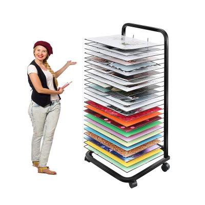 Mobile Art Drying Rack For Classroom, Professional Storage Rack, Stackable Metal Artwork Storage Display Rack Art Drying Rack with Wheels for Classroom Painting Crafts, 3 Sizes ( Size : 35-layer )